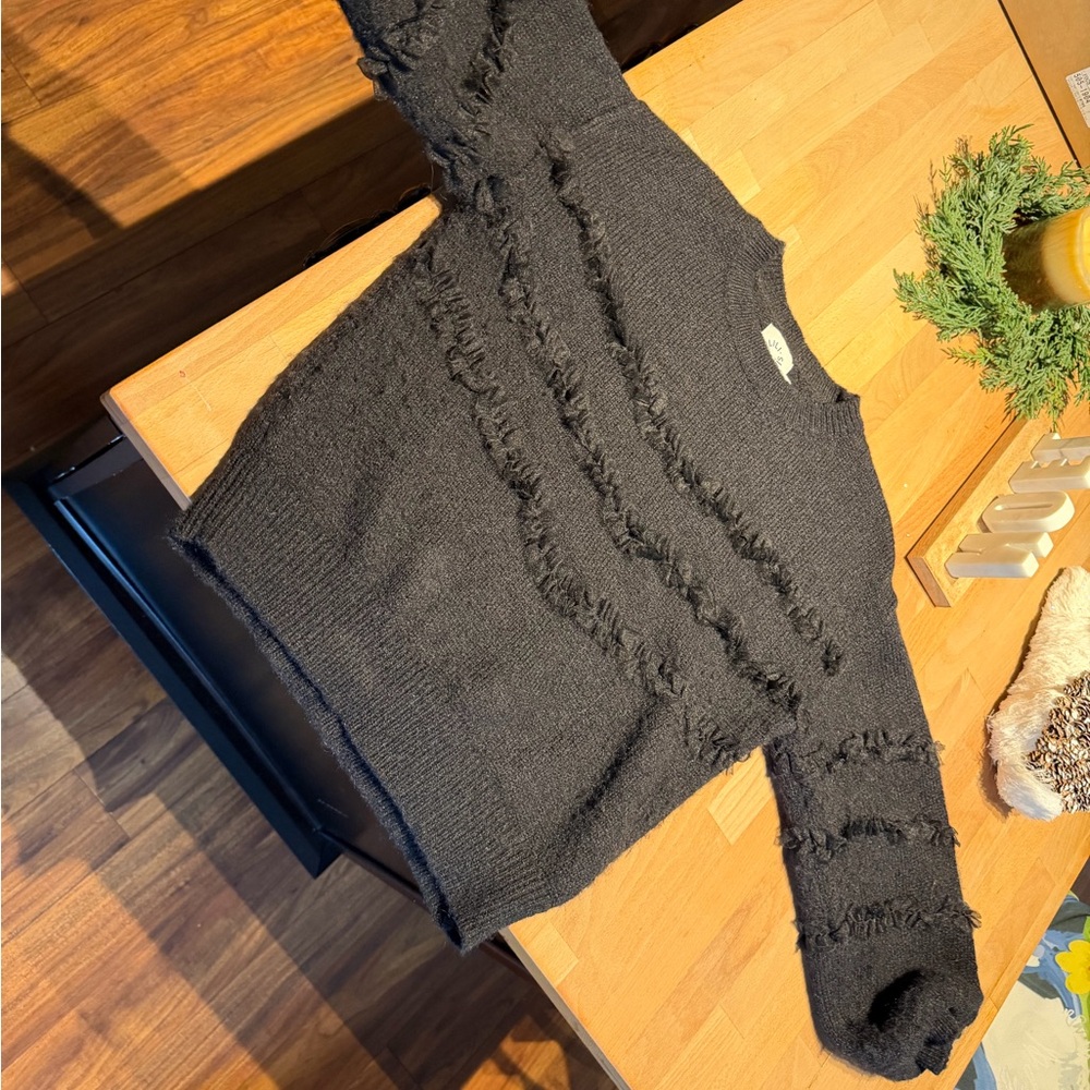 Black Sweater with Festive Tulle Embellishment, Size S